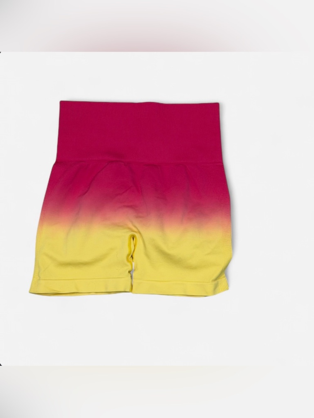 Ombre Pink to Yellow High-Waist Bike Shorts